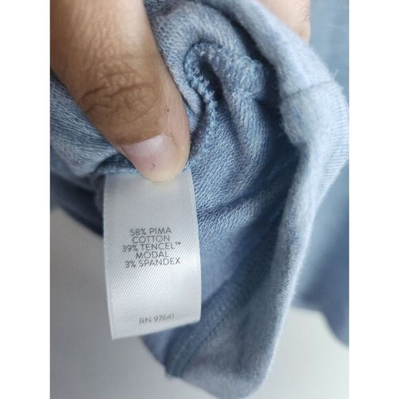 Pure Jill J.Jill Blue/Grey Pima Cotton/Modal Hooded Sweatshirt w/Pockets Medium - Picture 8 of 9